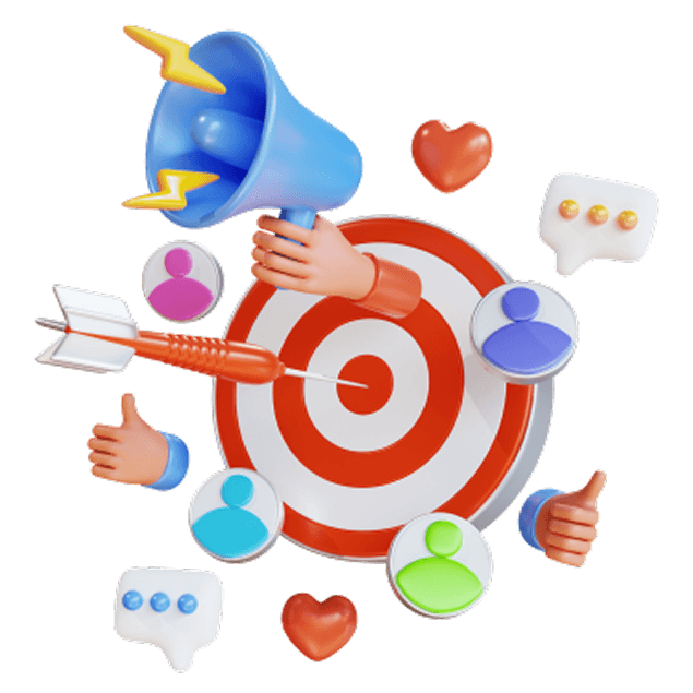 3D target with dart representing precision performance marketing